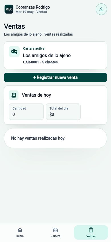Registro de ventas en MEC Mobile